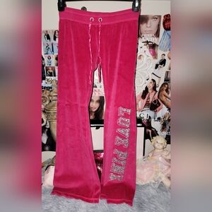 Vintage Victoria's Secret PINK Bling Gem Flare Sweatpants Button Back Pockets